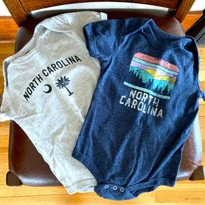 2 North Carolina onesies, 18 months